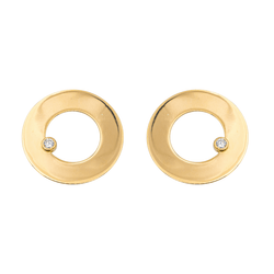 Boucles d'oreilles Puces DINH VAN "Target" en or jaune et diamant - Castafiore