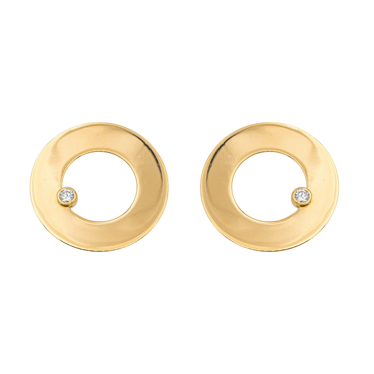 Boucles d'oreilles Puces DINH VAN "Target" en or jaune et diamant - Castafiore