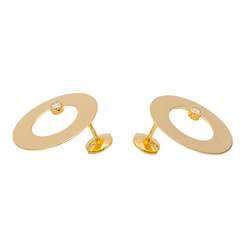 Boucles d'oreilles Puces DINH VAN "Target" en or jaune et diamant - Castafiore