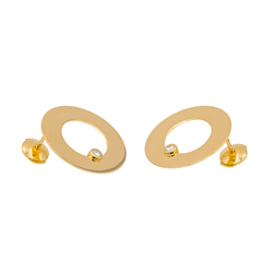 Boucles d'oreilles Puces DINH VAN "Target" en or jaune et diamant - Castafiore