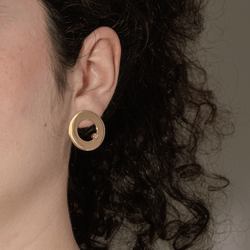 Boucles d'oreilles Puces DINH VAN "Target" en or jaune et diamant - Castafiore