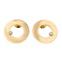 Boucles d'oreilles Puces DINH VAN "Target" en or jaune et diamant - Castafiore