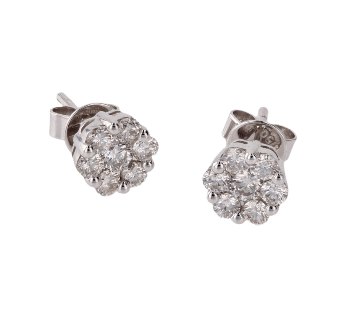 Boucles d'oreilles Puces en en or blanc et diamants - Castafiore