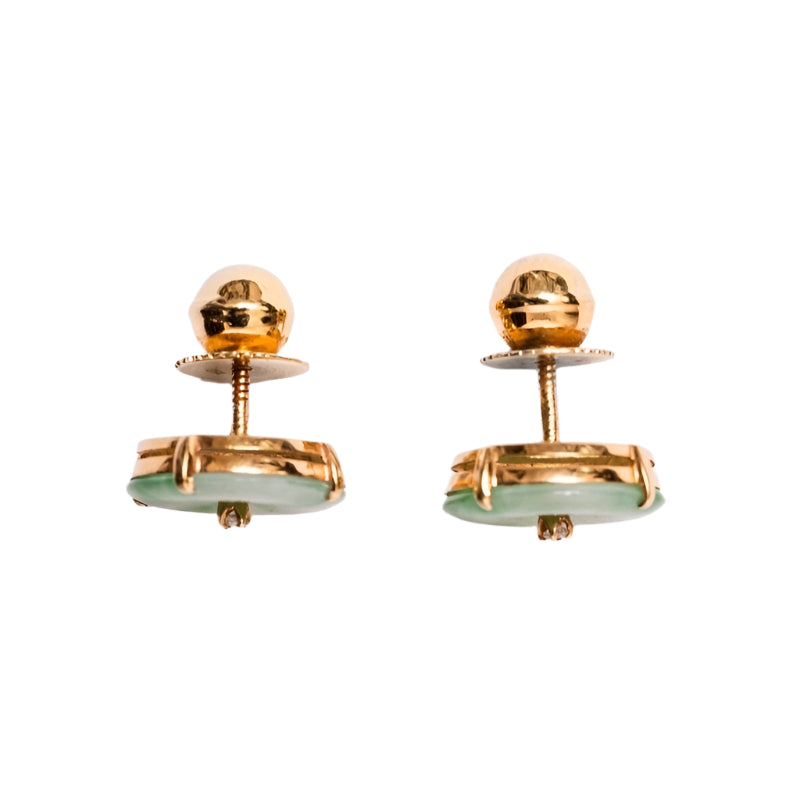 Boucles d'oreilles puces en jadéite et diamants - Castafiore