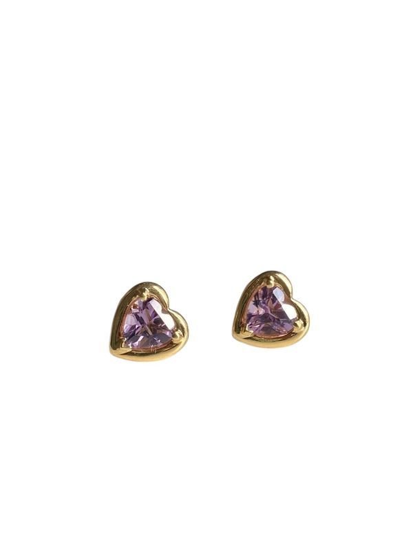 Boucles d’oreilles puces en or 18k en forme de cœur - Castafiore