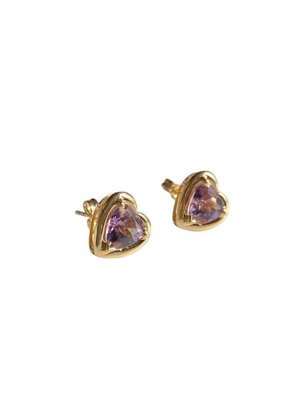 Boucles d’oreilles puces en or 18k en forme de cœur - Castafiore