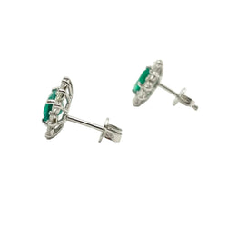 Boucles d'oreilles Puces en or blanc, émeraudes et diamants - Castafiore