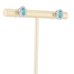 Boucles d'oreilles Puces en or blanc, émeraudes et diamants - Castafiore