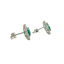 Boucles d'oreilles Puces en or blanc, émeraudes et diamants - Castafiore