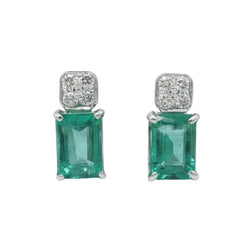Boucles d’oreilles Puces en or blanc, émeraudes et diamants - Castafiore