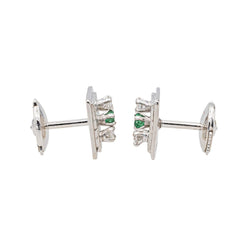 Boucles d'oreilles Puces en or blanc, émeraudes et diamants - Castafiore