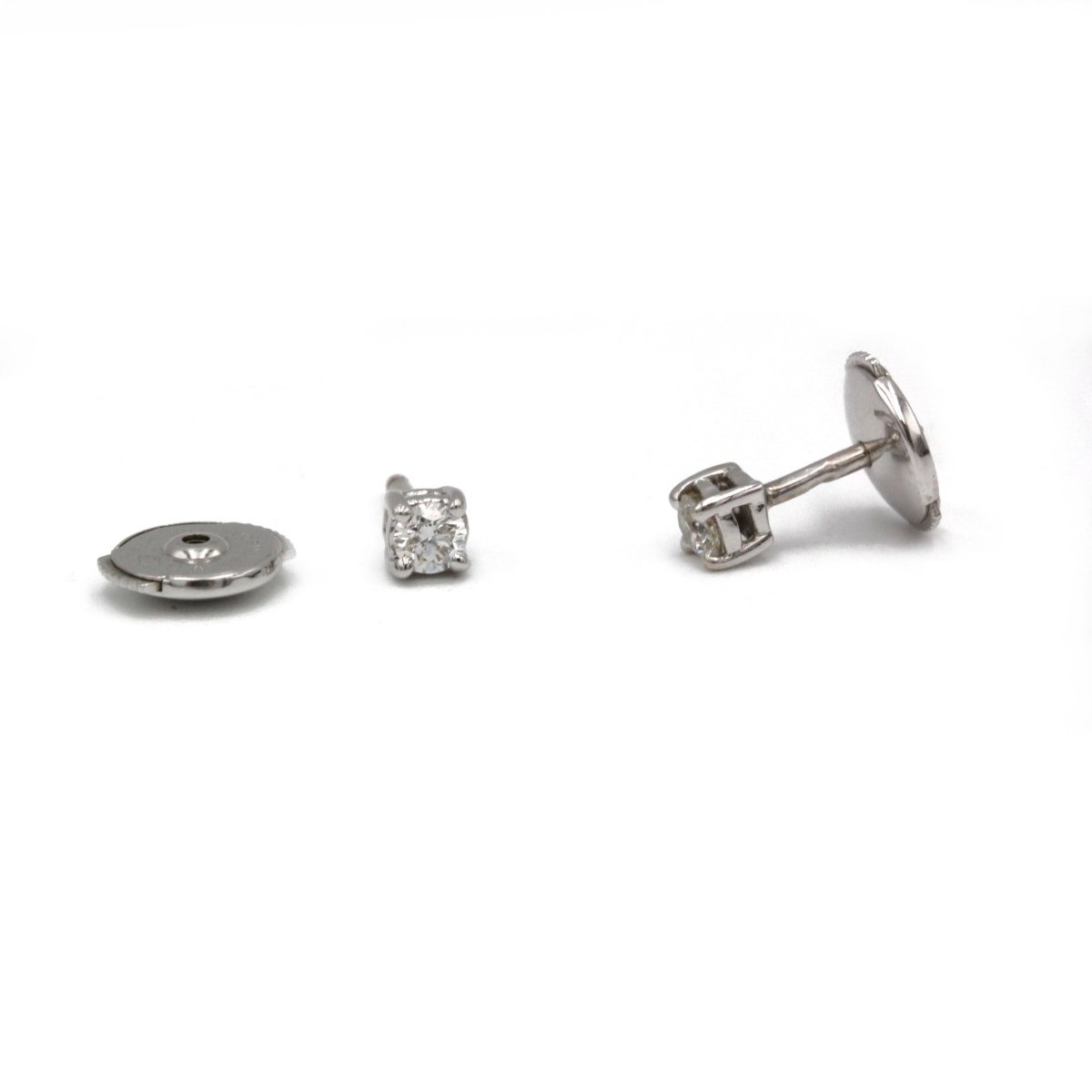 Boucles d'oreilles Puces en or blanc et diamant - Castafiore