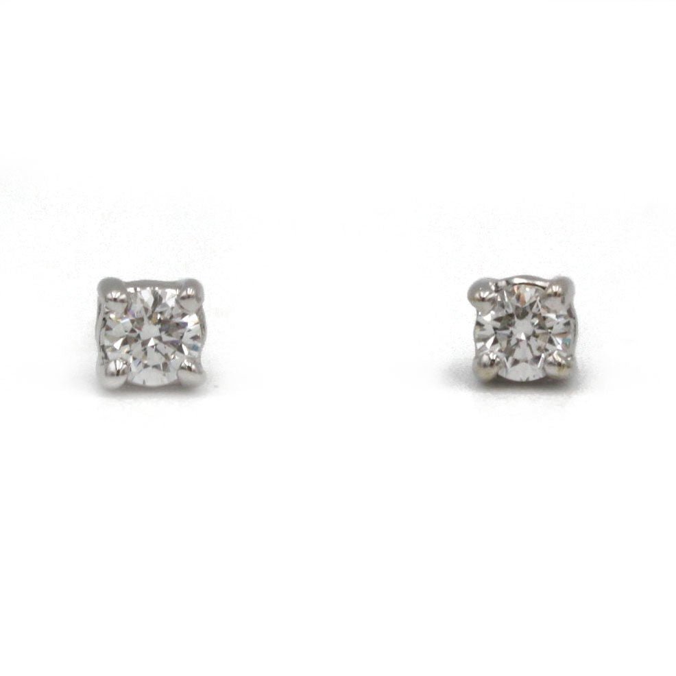 Boucles d'oreilles Puces en or blanc et diamant - Castafiore