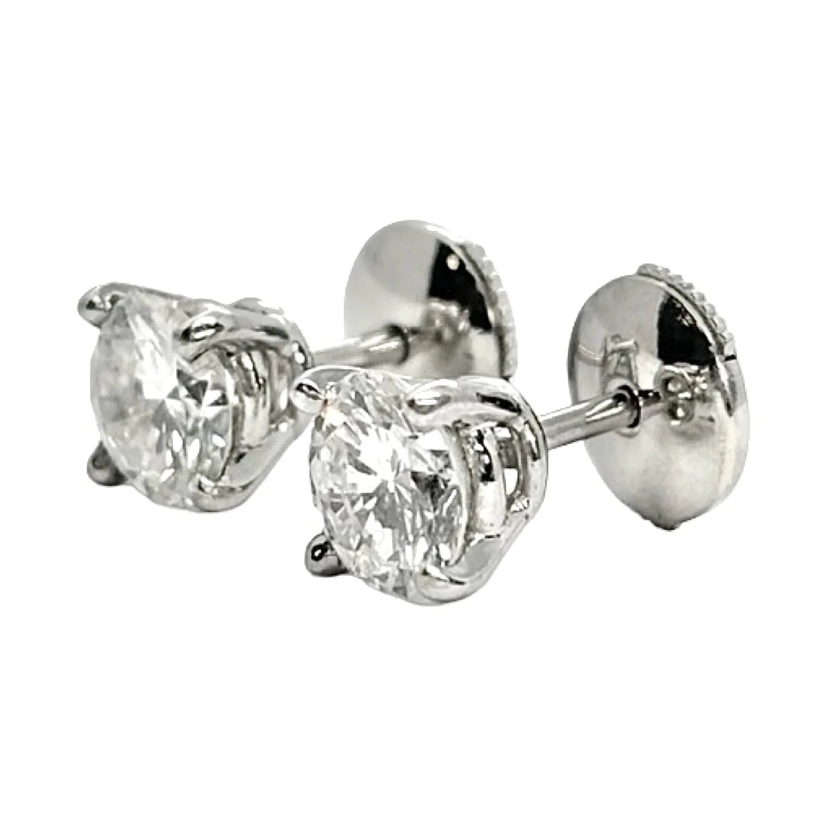 Boucles d'oreilles Puces en or blanc et diamants - Castafiore