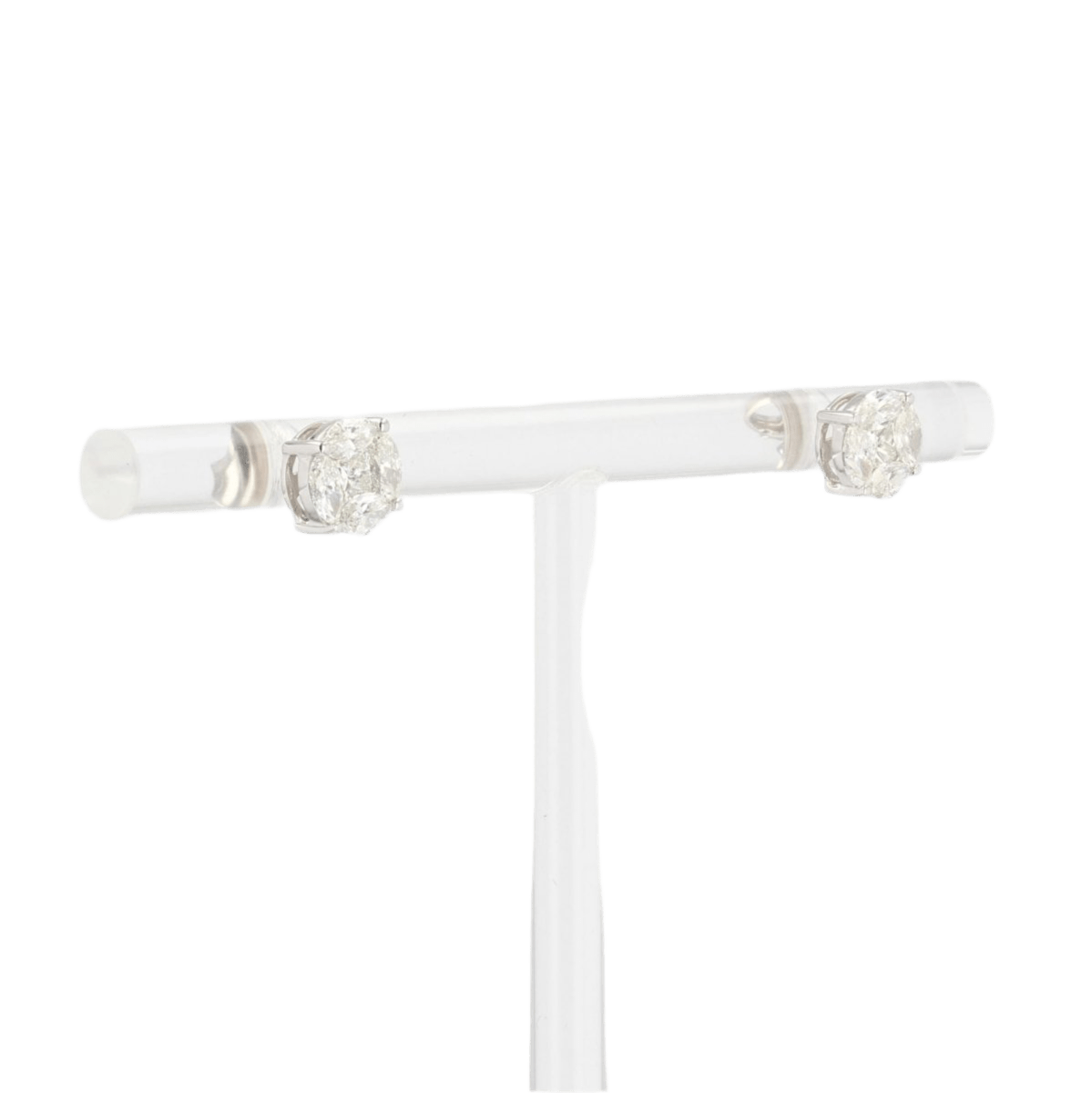 Boucles d'oreilles Puces en or blanc et diamants - Castafiore