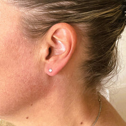 Boucles d'oreilles Puces en or blanc et diamants - Castafiore