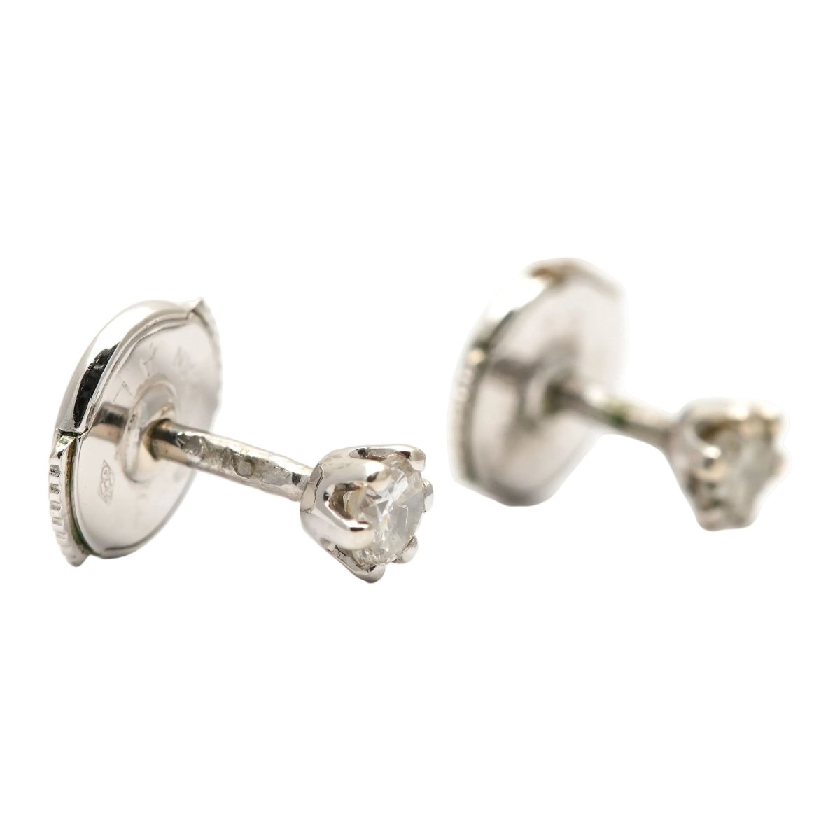 Boucles d'oreilles Puces en or blanc et diamants - Castafiore