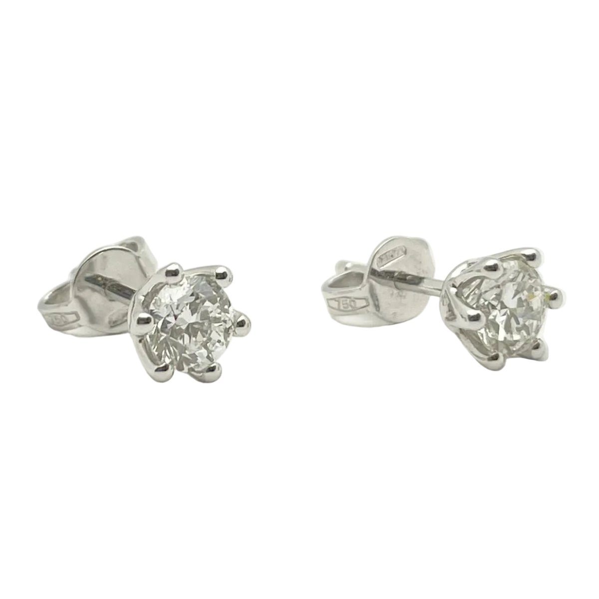 Boucles d'oreilles Puces en or blanc et diamants - Castafiore