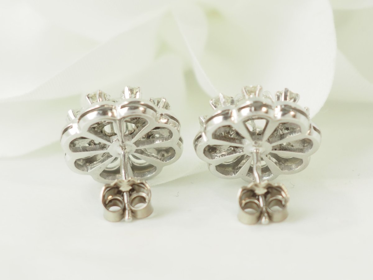 Boucles d'oreilles Puces en or blanc et diamants - Castafiore