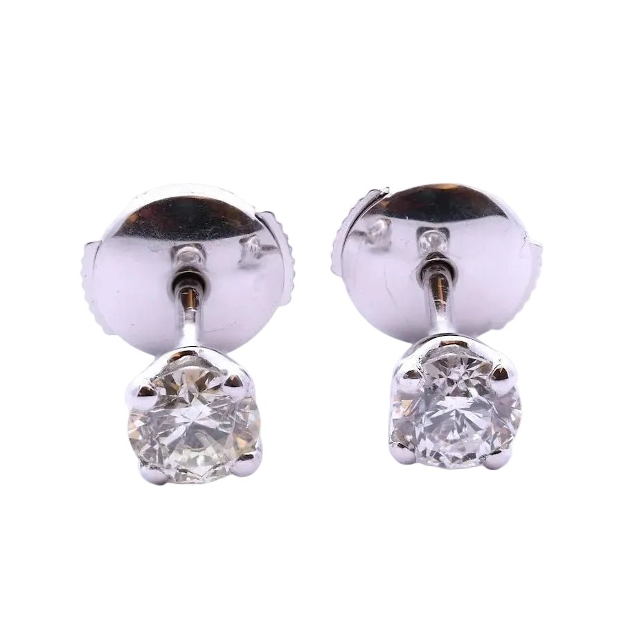 Boucles d'oreilles Puces en or blanc et diamants - Castafiore