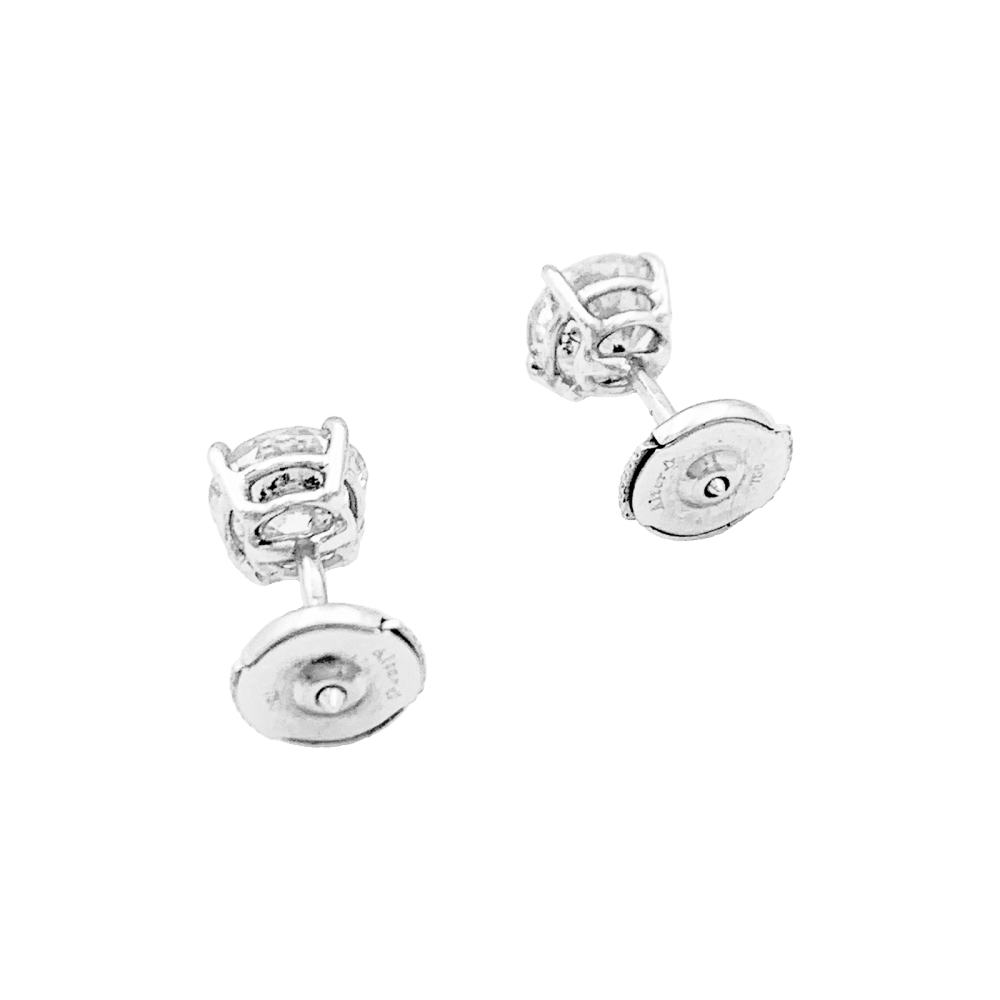 Boucles d'oreilles Puces en or blanc et diamants - Castafiore