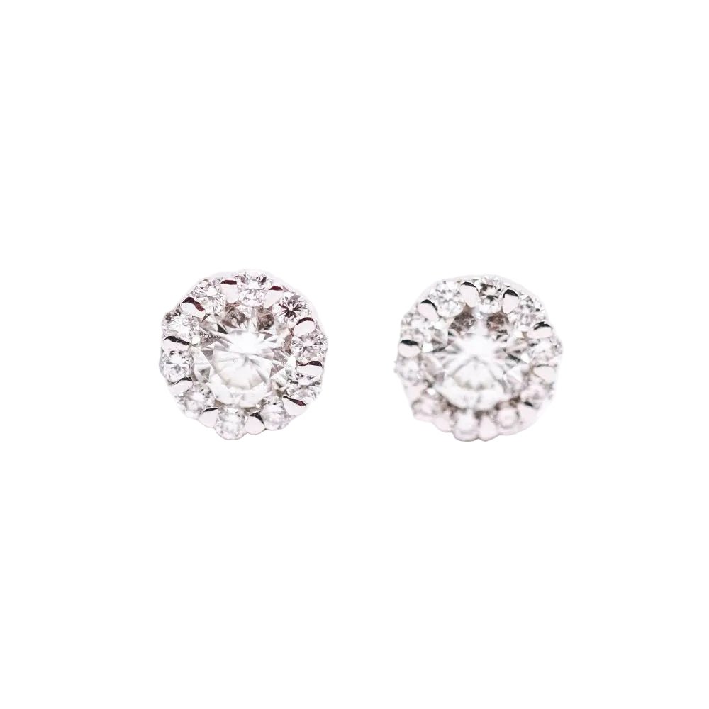 Boucles d'oreilles Puces en or blanc et diamants - Castafiore