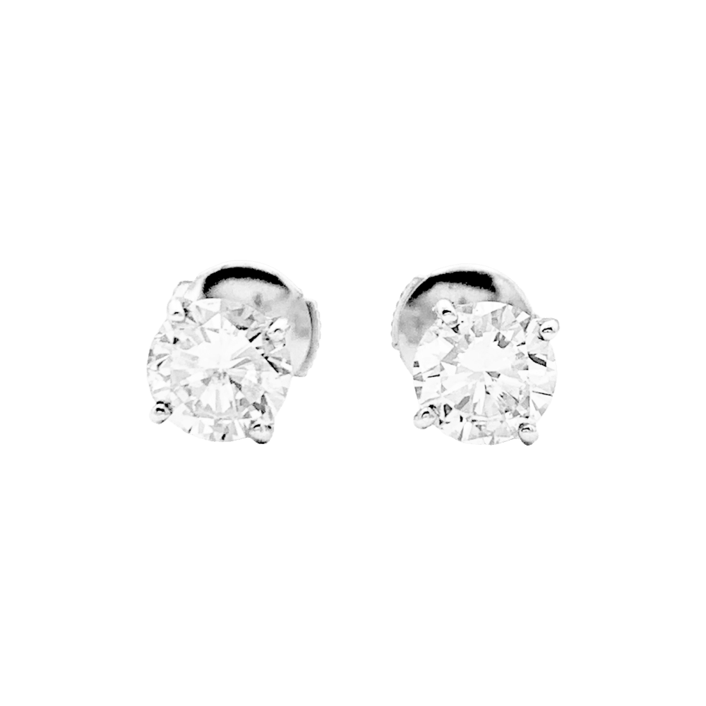 Boucles d'oreilles Puces en or blanc et diamants - Castafiore