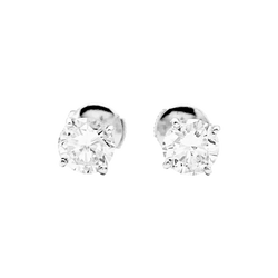 Boucles d'oreilles Puces en or blanc et diamants - Castafiore