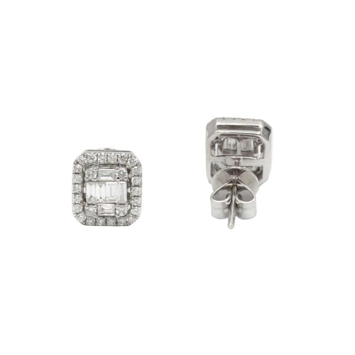 Boucles d'oreilles Puces en or blanc et diamants