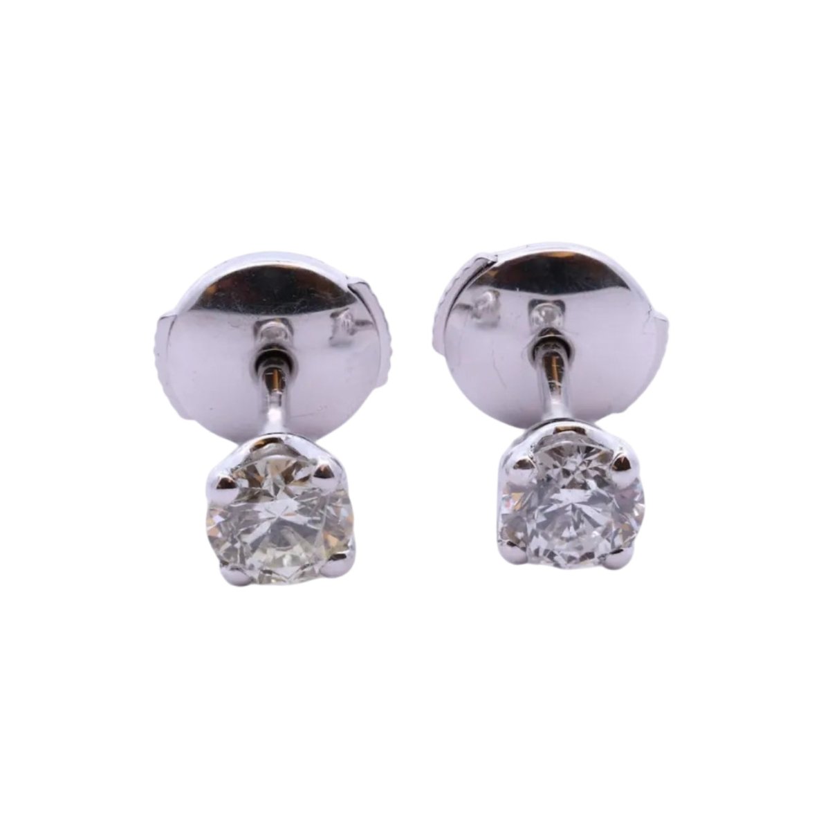 Boucles d'oreilles Puces en or blanc et diamants - Castafiore