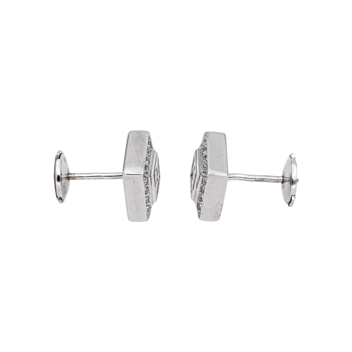 Boucles d'oreilles Puces en or blanc et diamants - Castafiore