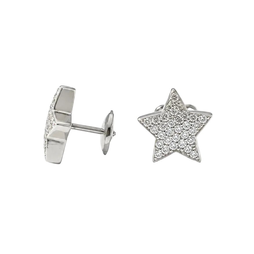 Boucles d’oreilles Puces en or blanc et diamants - Castafiore