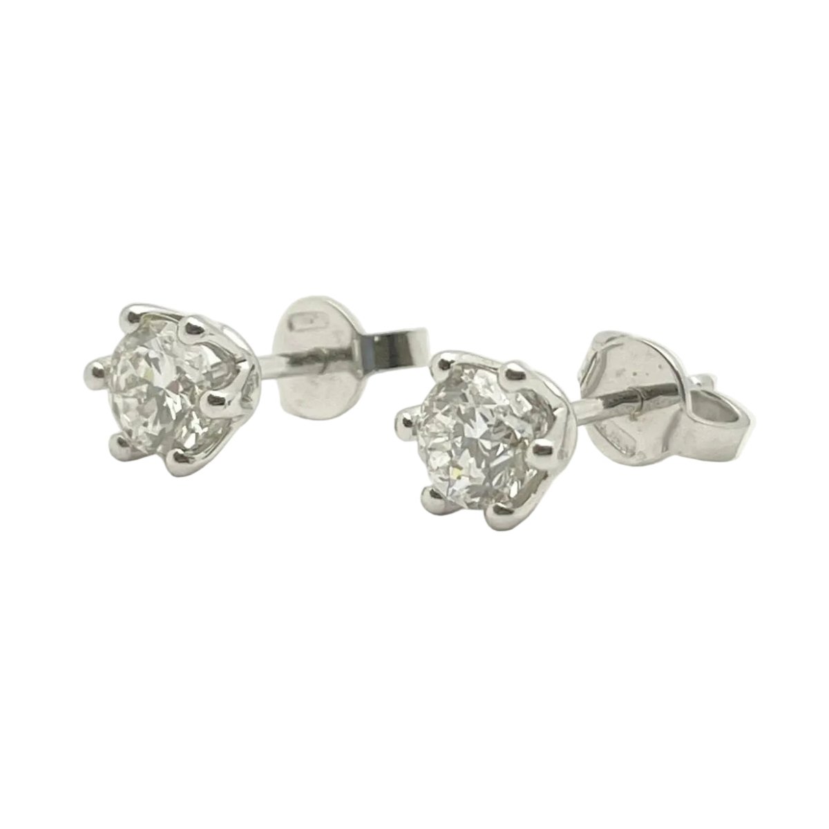Boucles d'oreilles Puces en or blanc et diamants - Castafiore