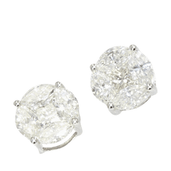 Boucles d'oreilles Puces en or blanc et diamants - Castafiore