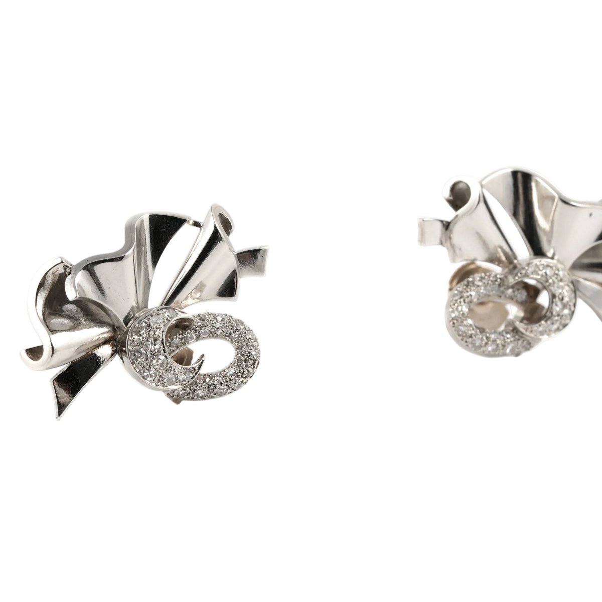 Boucles d'oreilles Puces en or blanc et diamants - Castafiore