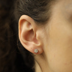 Boucles d'oreilles Puces en or blanc et diamants - Castafiore