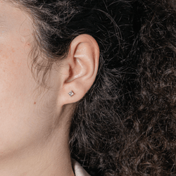 Boucles d'oreilles Puces en or blanc et diamants - Castafiore