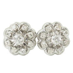 Boucles d'oreilles Puces en or blanc et diamants - Castafiore