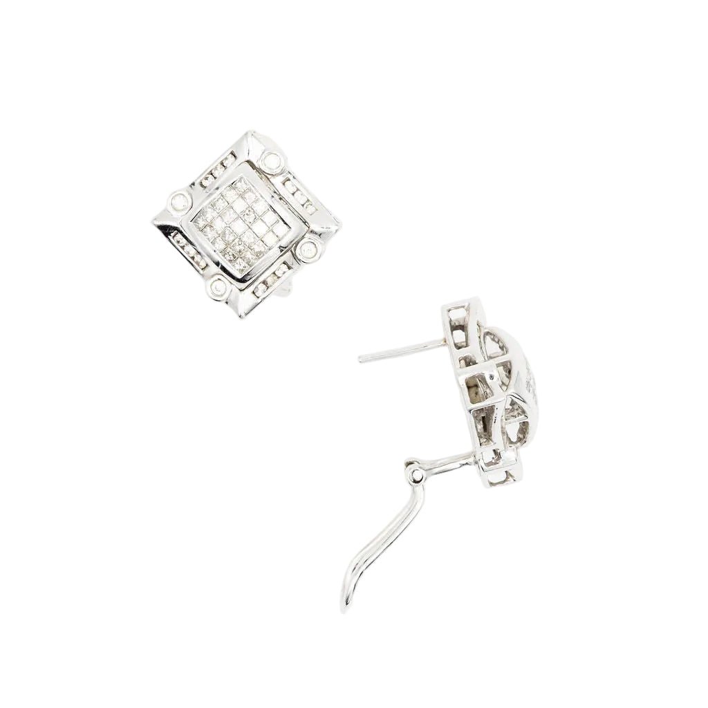 Boucles d'oreilles Puces en or blanc et diamants - Castafiore