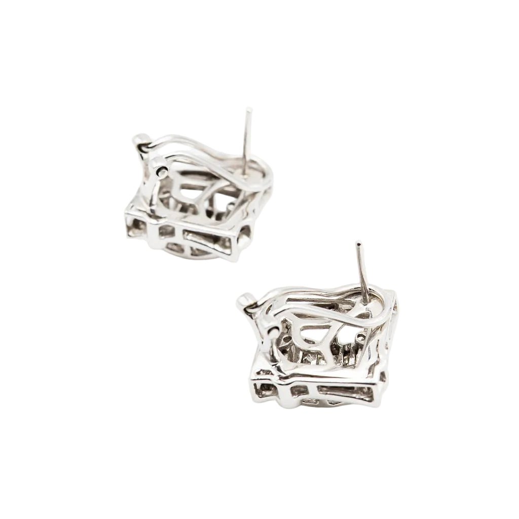 Boucles d'oreilles Puces en or blanc et diamants - Castafiore