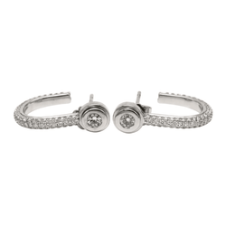 Boucles d'oreilles Puces en or blanc et diamants - Castafiore