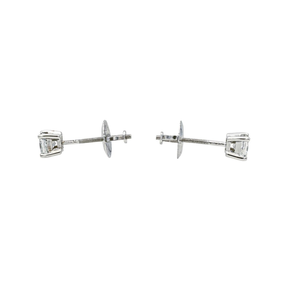 Boucles d'oreilles Puces en or blanc et diamants - Castafiore