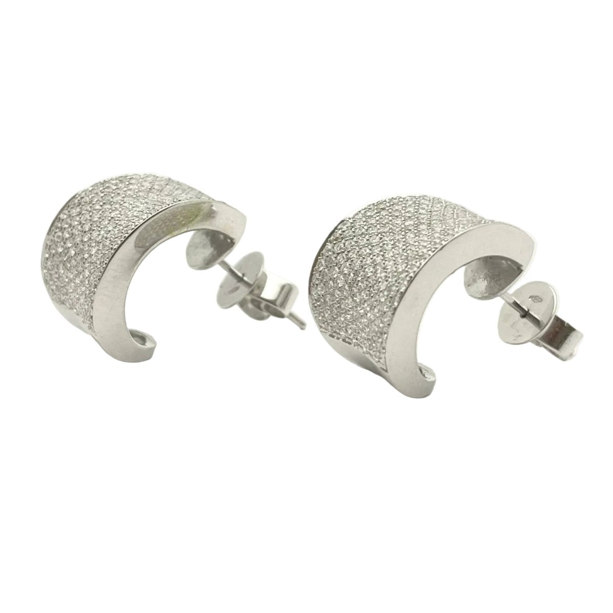 Boucles d'oreilles Puces en or blanc et diamants - Castafiore