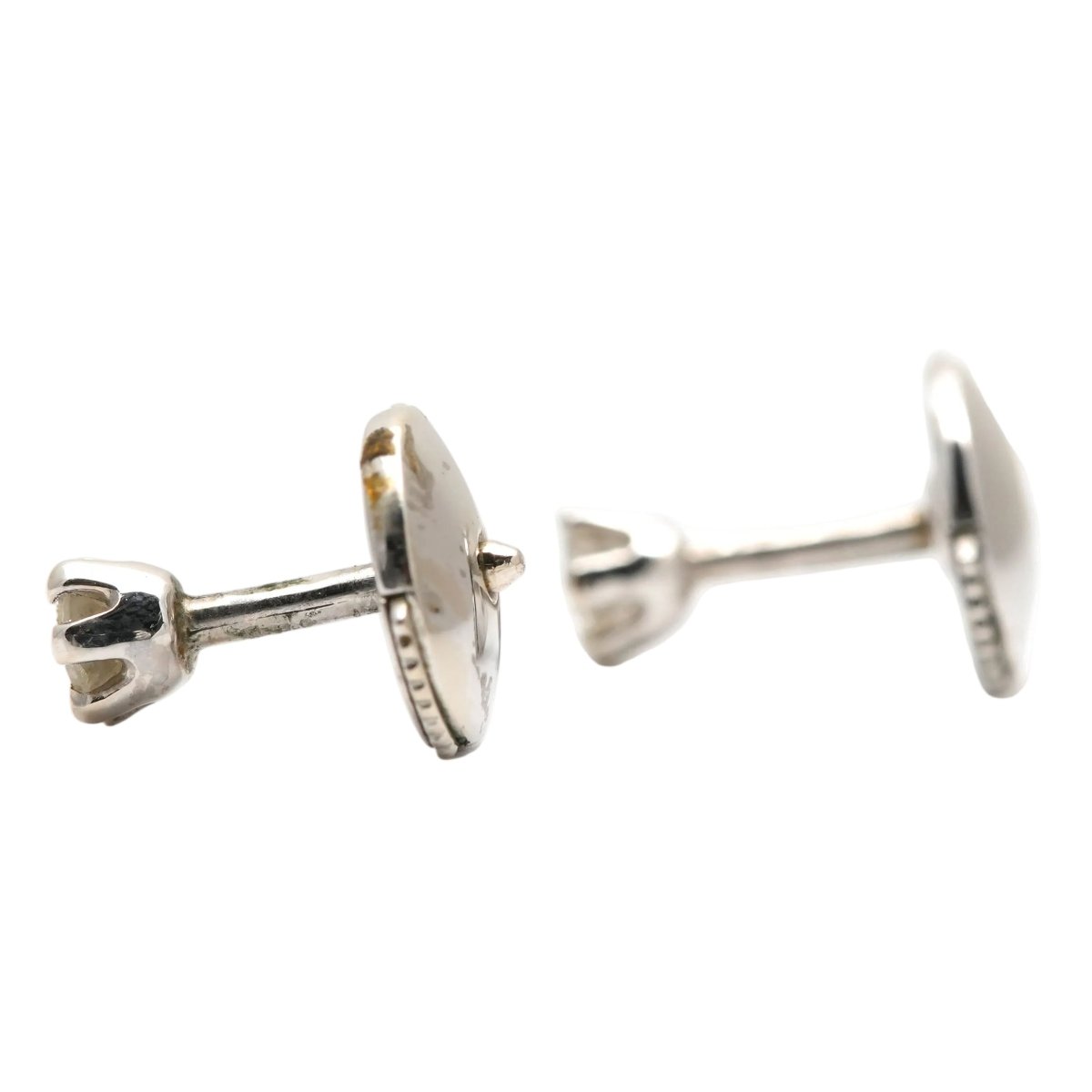Boucles d'oreilles Puces en or blanc et diamants - Castafiore