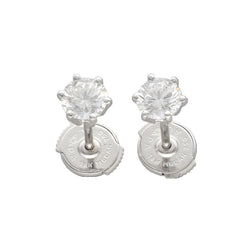 Boucles d'oreilles Puces en or blanc et diamants - Castafiore