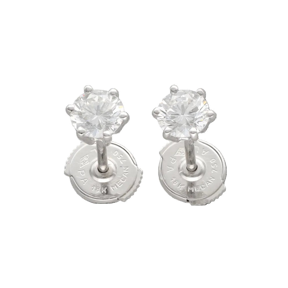 Boucles d'oreilles Puces en or blanc et diamants - Castafiore