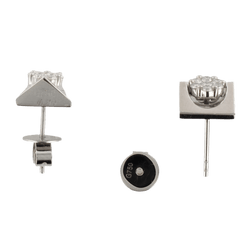 Boucles d'oreilles Puces en or blanc et diamants - Castafiore