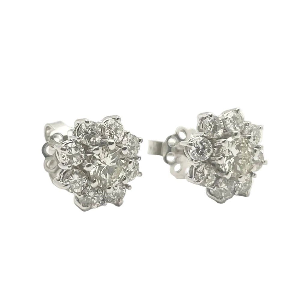 Boucles d'oreilles Puces en or blanc et diamants - Castafiore