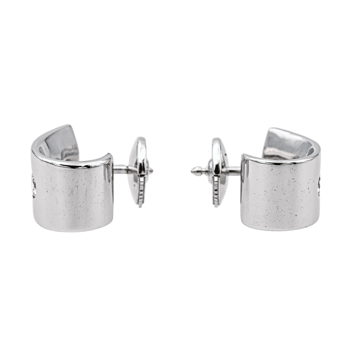 Boucles d'oreilles Puces en or blanc et diamants - Castafiore