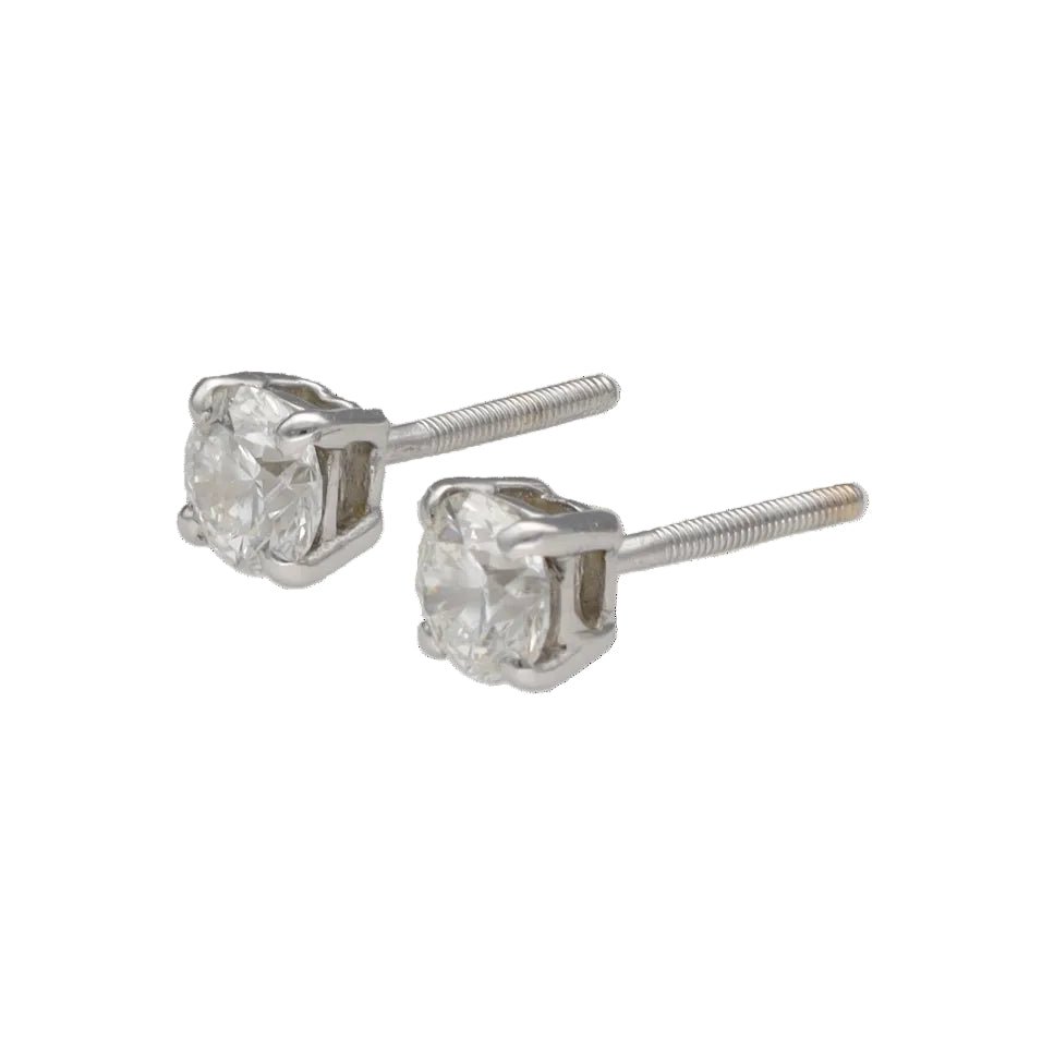 Boucles d'oreilles Puces en or blanc et diamants - Castafiore